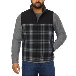 Pendleton Men's Wool Blend Vest puffer jacket black plaid coat medium full zip